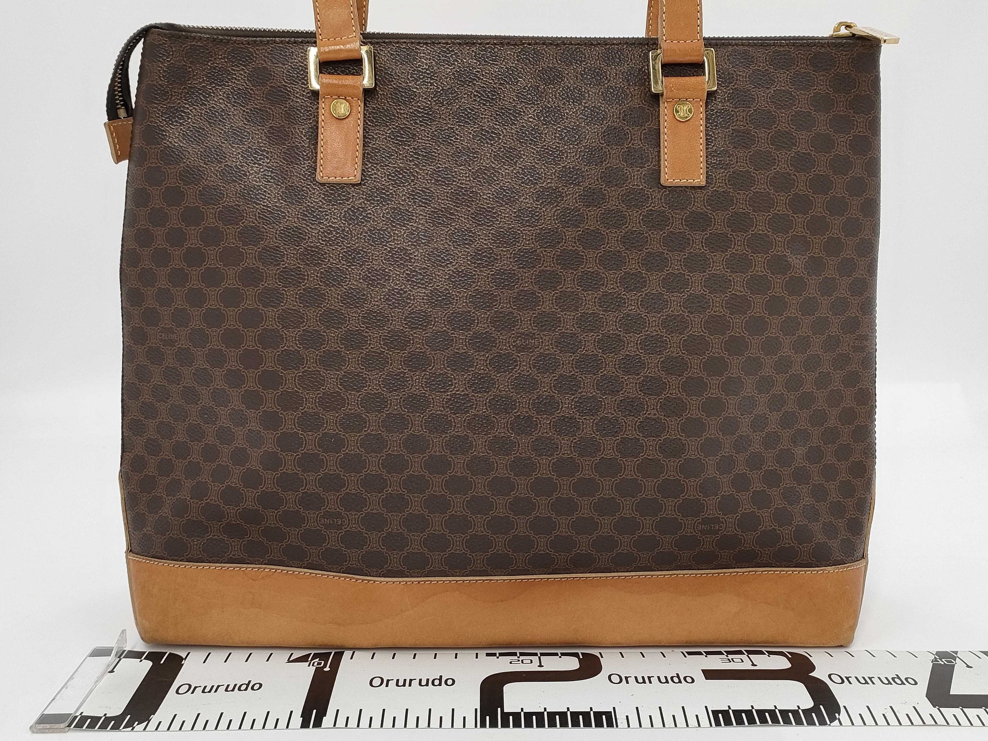 CELINE Macadam PVC Leather Brown Tote Bag