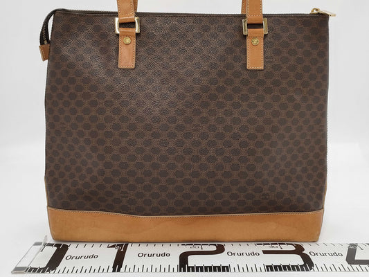 CELINE Macadam PVC Leather Brown Tote Bag