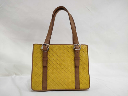 BOTTEGA VENETA Intrecciato Leather Handbag Two-Tone Handbag