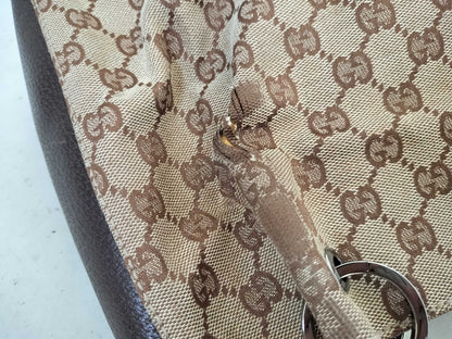 GUCCI GG Canvas GG Canvas x Leather Shoulder Bag Shoulder Bag