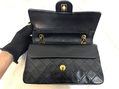 CHANEL Lambskin Matelasse 25 Double Flap Double Chain Gold Hardware 98cm Long Shoulder Bag
