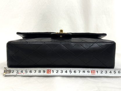 CHANEL Lambskin Matelasse 25 Double Flap Double Chain Gold Hardware 98cm Long Shoulder Bag