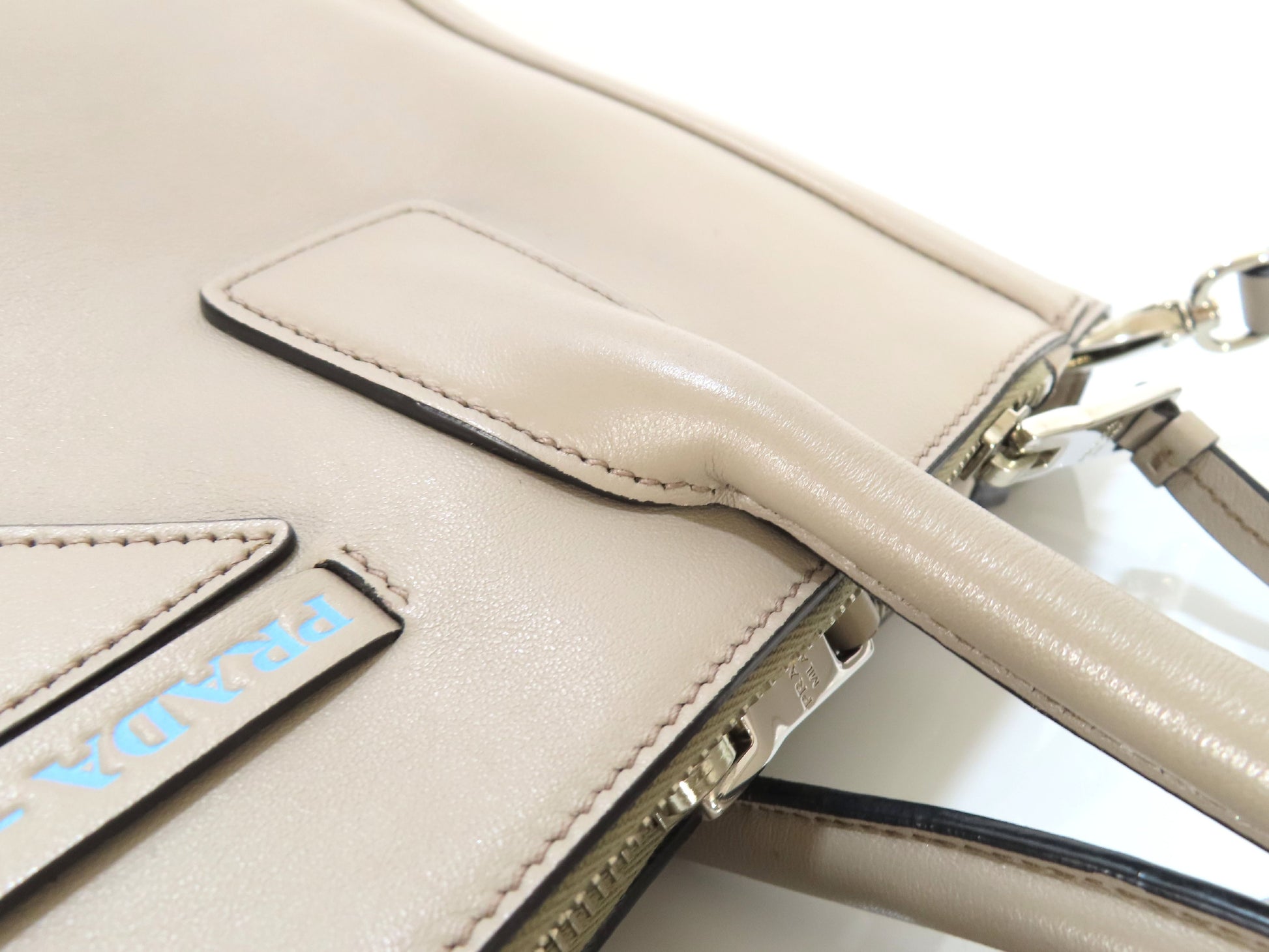 PRADA Prada Soft Calfskin 2-Way Handbag 1BA183 Gray Tote Bag