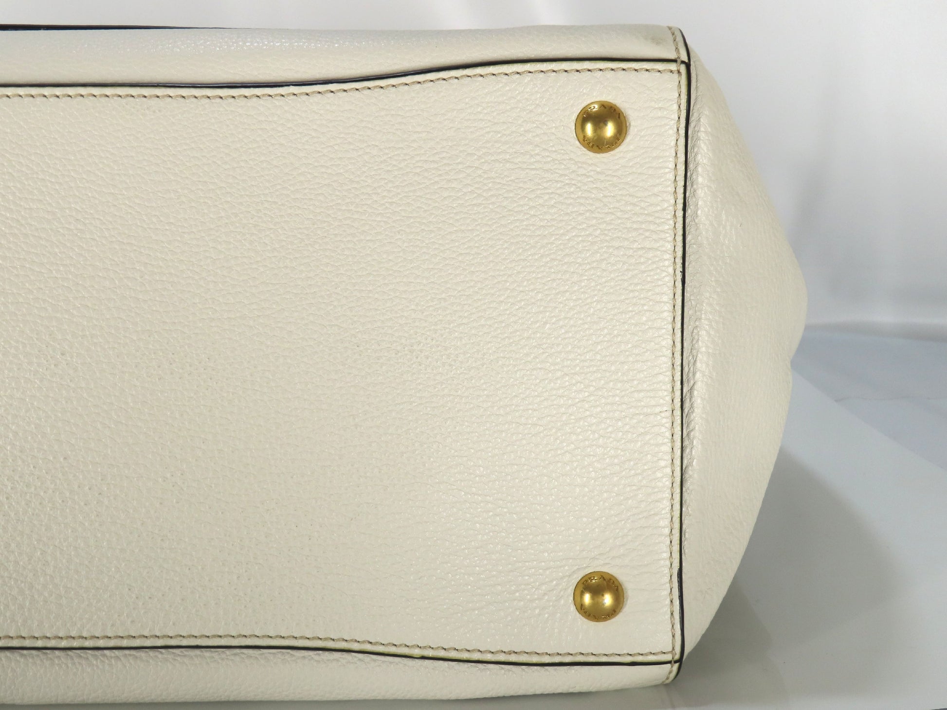 PRADA Vitello 2-Way Tote Bag, White