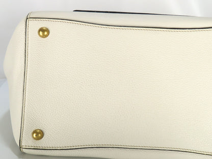 PRADA Vitello 2-Way Tote Bag, White