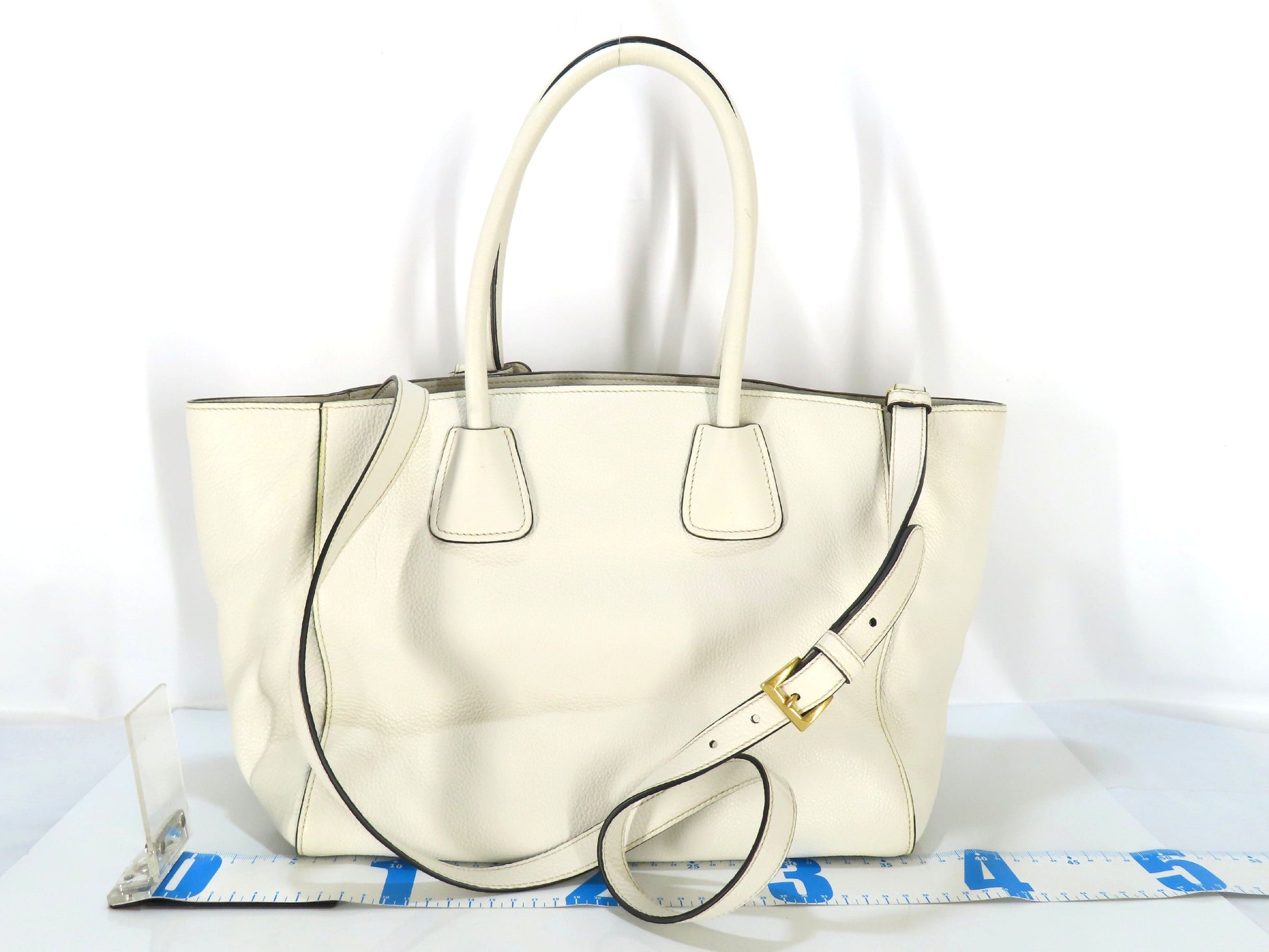 PRADA Vitello 2-Way Tote Bag, White