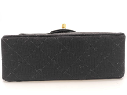 CHANEL Cotton Mini Matelasse 18 Shoulder Bag with Gold Hardware in Black