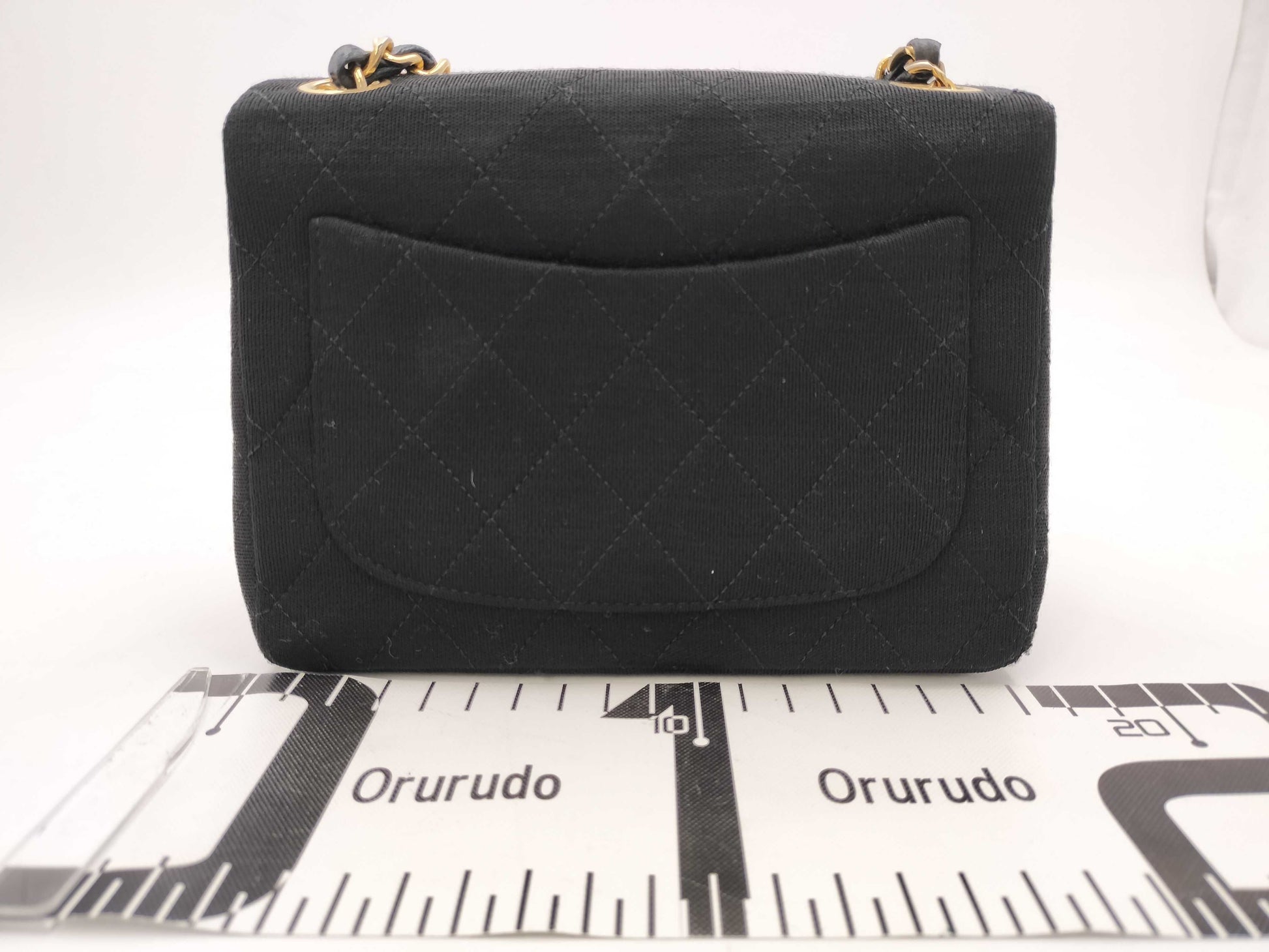 CHANEL Cotton Mini Matelasse 18 Shoulder Bag with Gold Hardware in Black