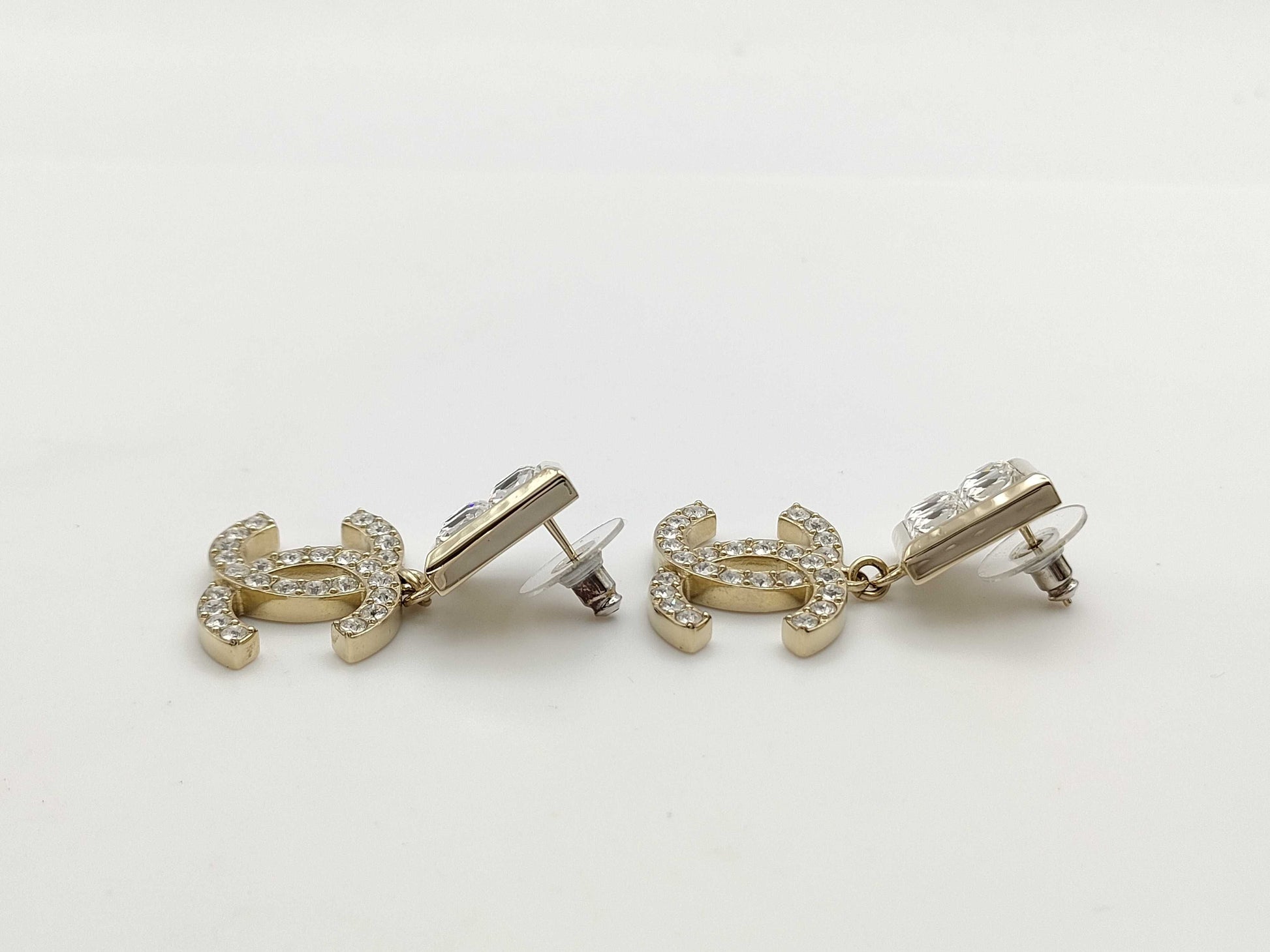 CHANEL Deca Coco Mark Earrings with Rhinestones B23P