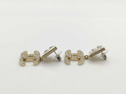CHANEL Deca Coco Mark Earrings with Rhinestones B23P
