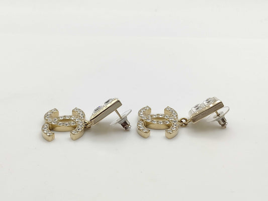 CHANEL Deca Coco Mark Earrings with Rhinestones B23P