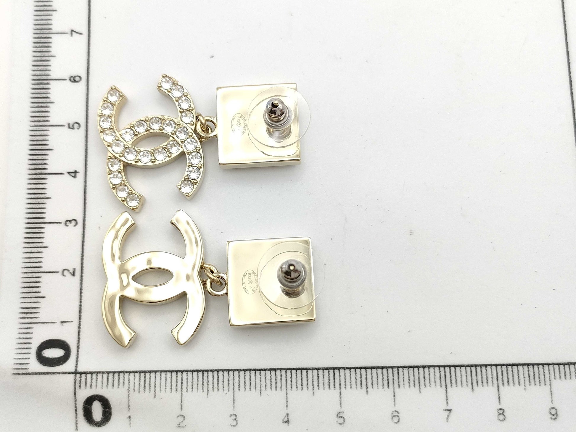 CHANEL Deca Coco Mark Earrings with Rhinestones B23P