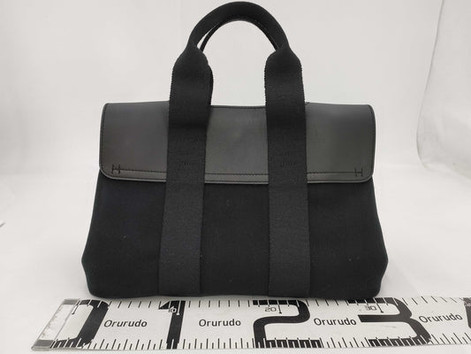 HERMES Valparaiso PM Toile Chevron Black SS Handbag