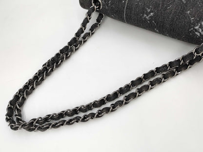 CHANEL Double Flap Denim Gray SS Shoulder Bag