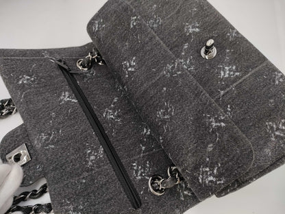 CHANEL Double Flap Denim Gray SS Shoulder Bag