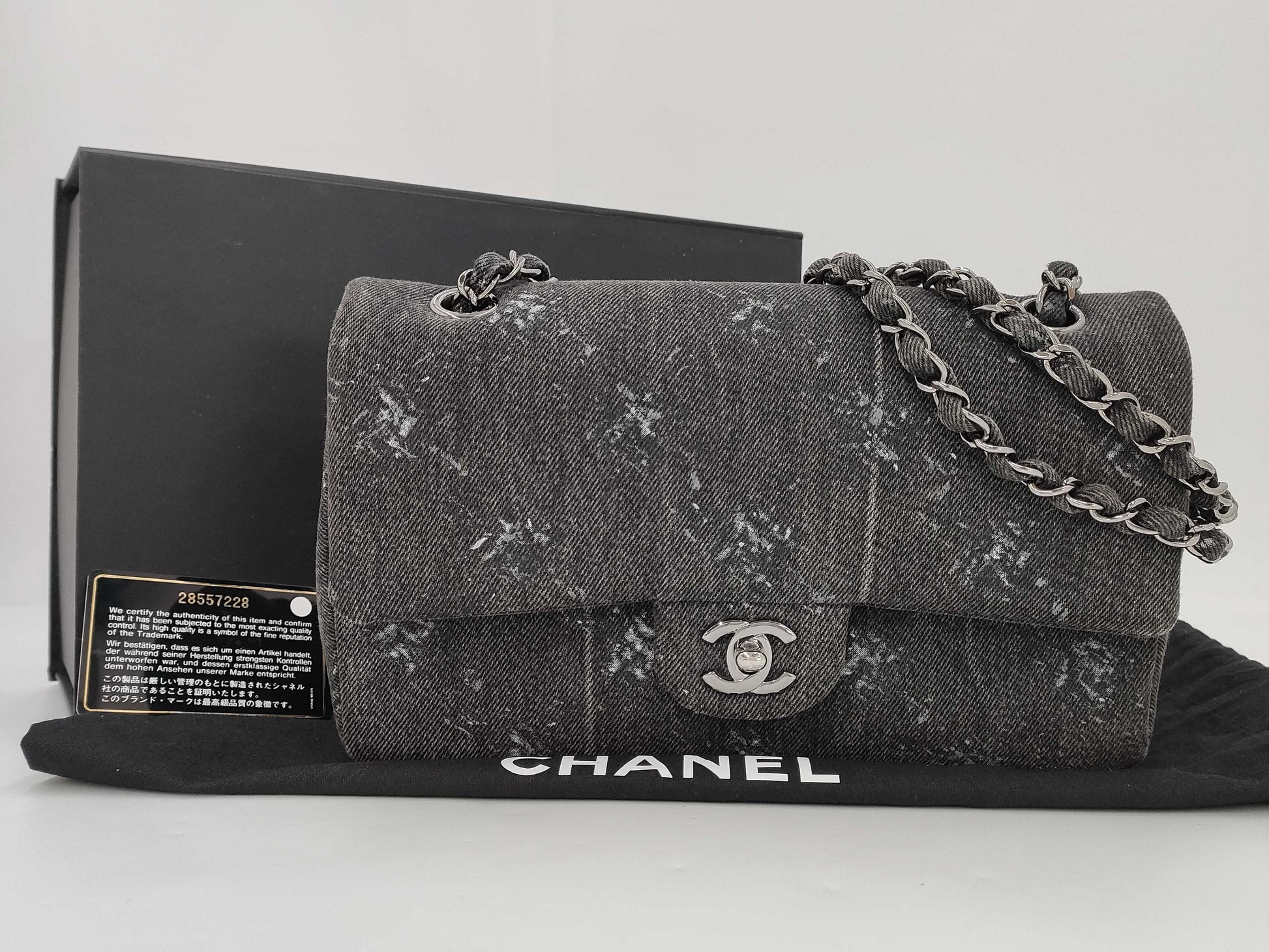 CHANEL Double Flap Denim Gray SS Shoulder Bag