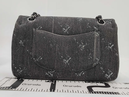 CHANEL Double Flap Denim Gray SS Shoulder Bag