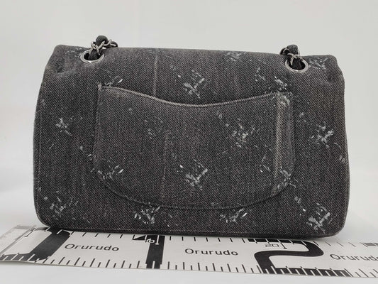 CHANEL Double Flap Denim Gray SS Shoulder Bag