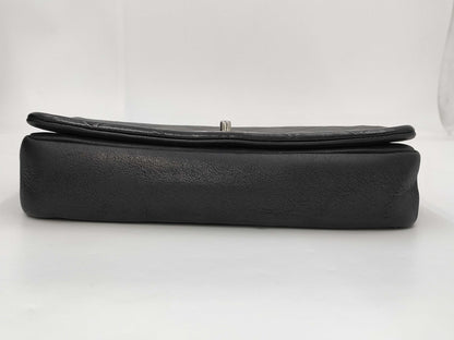 CHANEL Single Flap Bicolor Chain Shoulder Bag in Black Calfskin