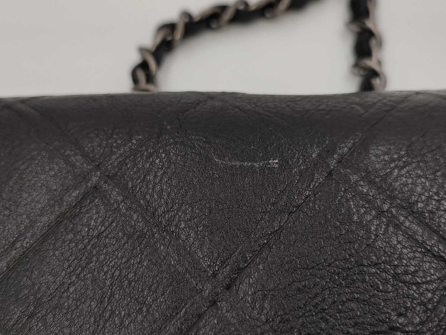 CHANEL Single Flap Bicolor Chain Shoulder Bag in Black Calfskin