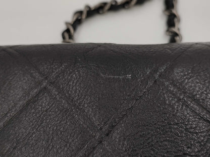 CHANEL Single Flap Bicolor Chain Shoulder Bag in Black Calfskin