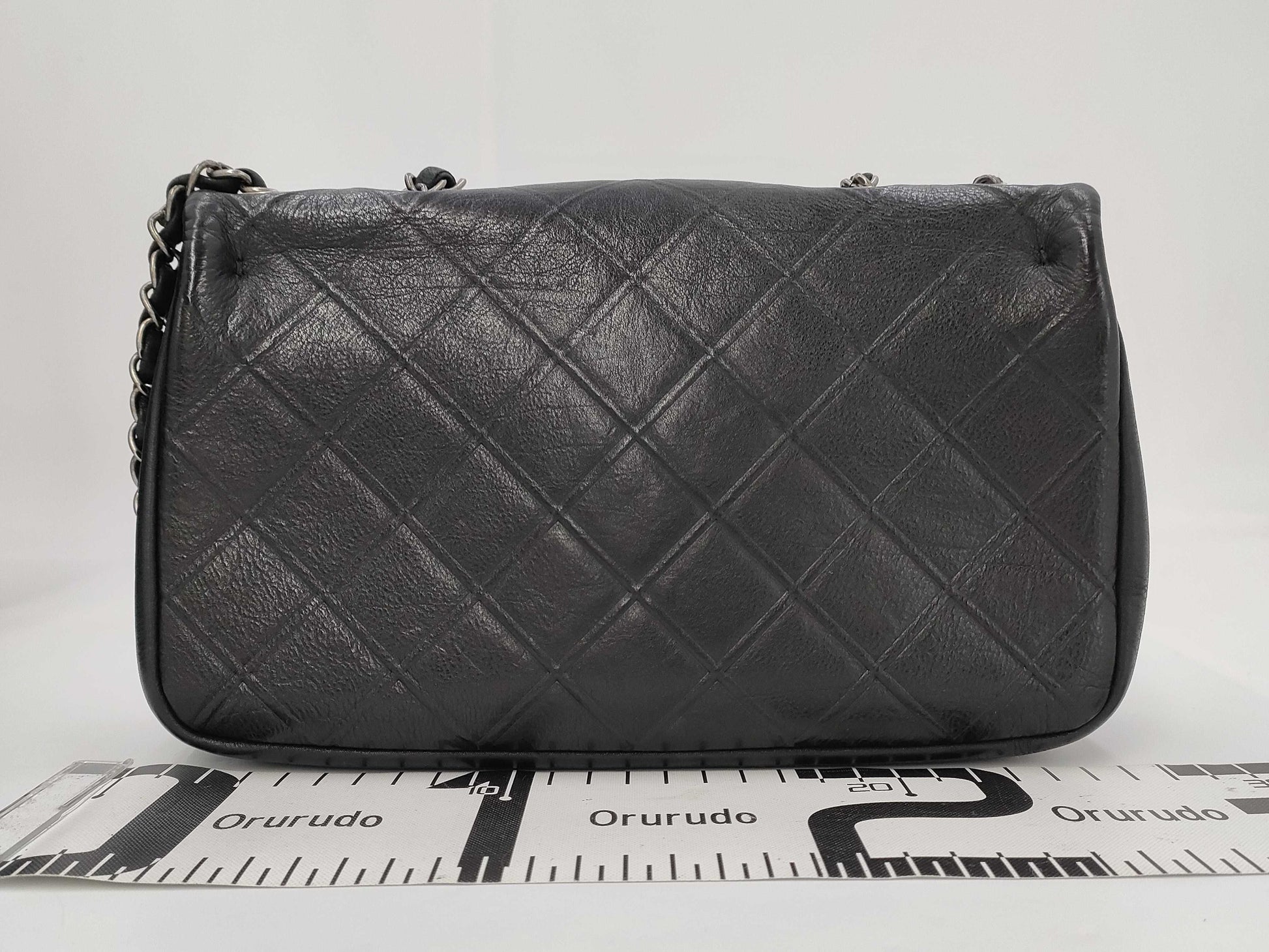 CHANEL Single Flap Bicolor Chain Shoulder Bag in Black Calfskin