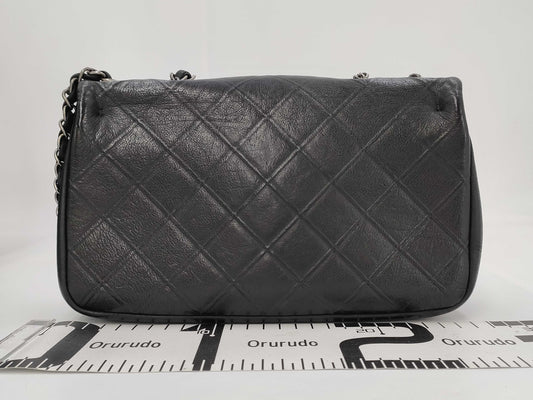 CHANEL Single Flap Bicolor Chain Shoulder Bag in Black Calfskin