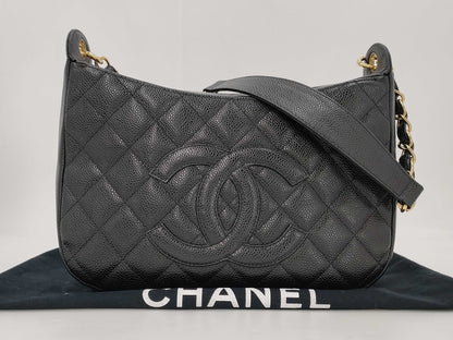 CHANEL Crescent Moon One-Shoulder Caviar Black GP Shoulder Bag