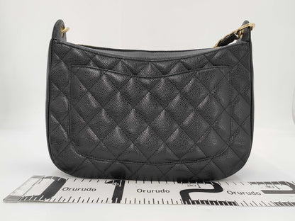 CHANEL Crescent Moon One-Shoulder Caviar Black GP Shoulder Bag