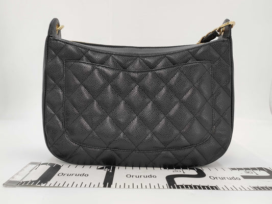 CHANEL Crescent Moon One-Shoulder Caviar Black GP Shoulder Bag