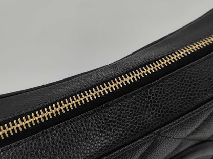 CHANEL Crescent Moon One-Shoulder Caviar Black GP Shoulder Bag