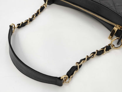 CHANEL Crescent Moon One-Shoulder Caviar Black GP Shoulder Bag
