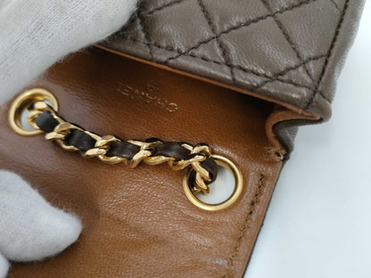 CHANEL Mini Mini Matelasse Lamb Brown GP Bag