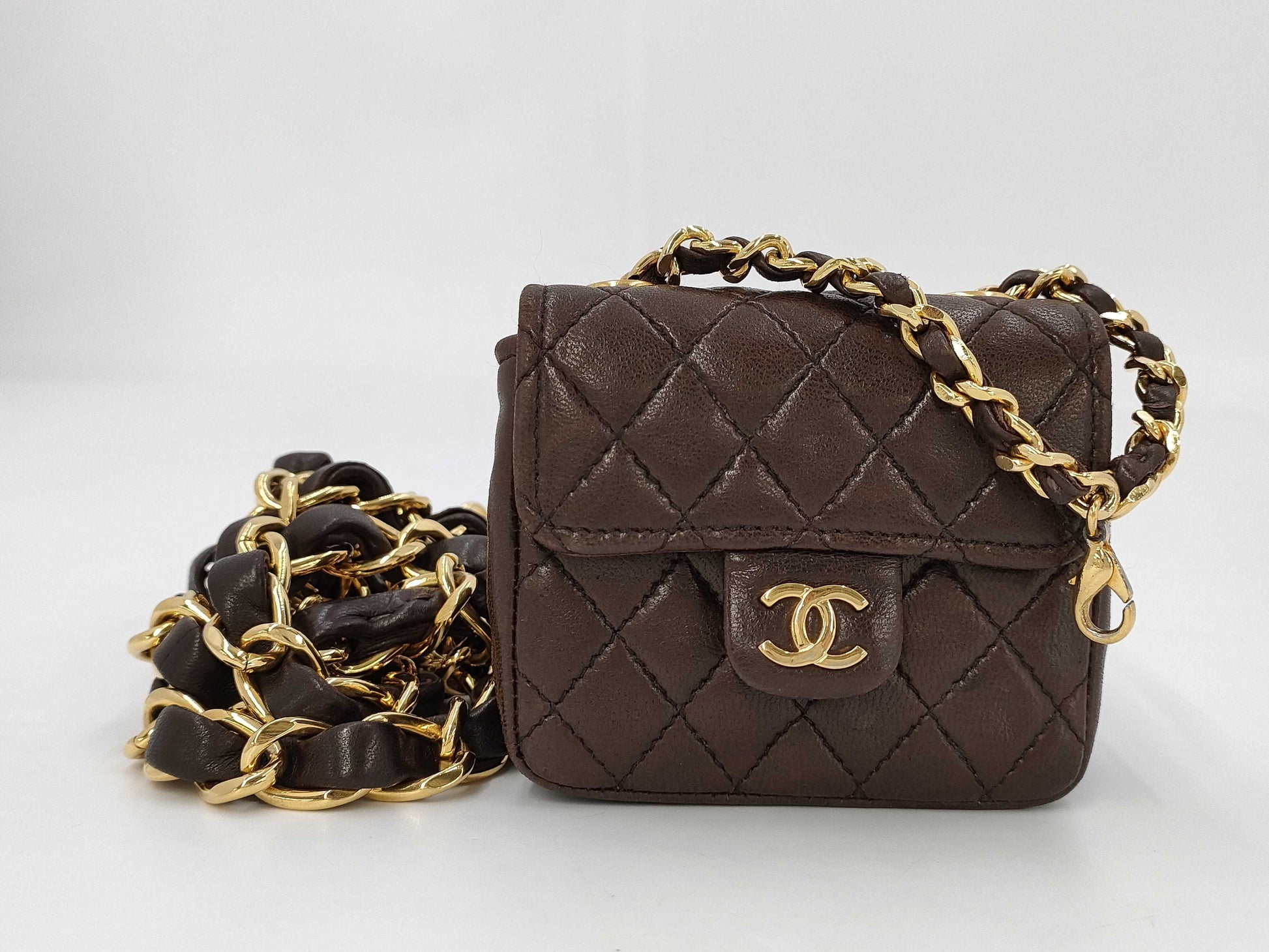 CHANEL Mini Mini Matelasse Lamb Brown GP Bag