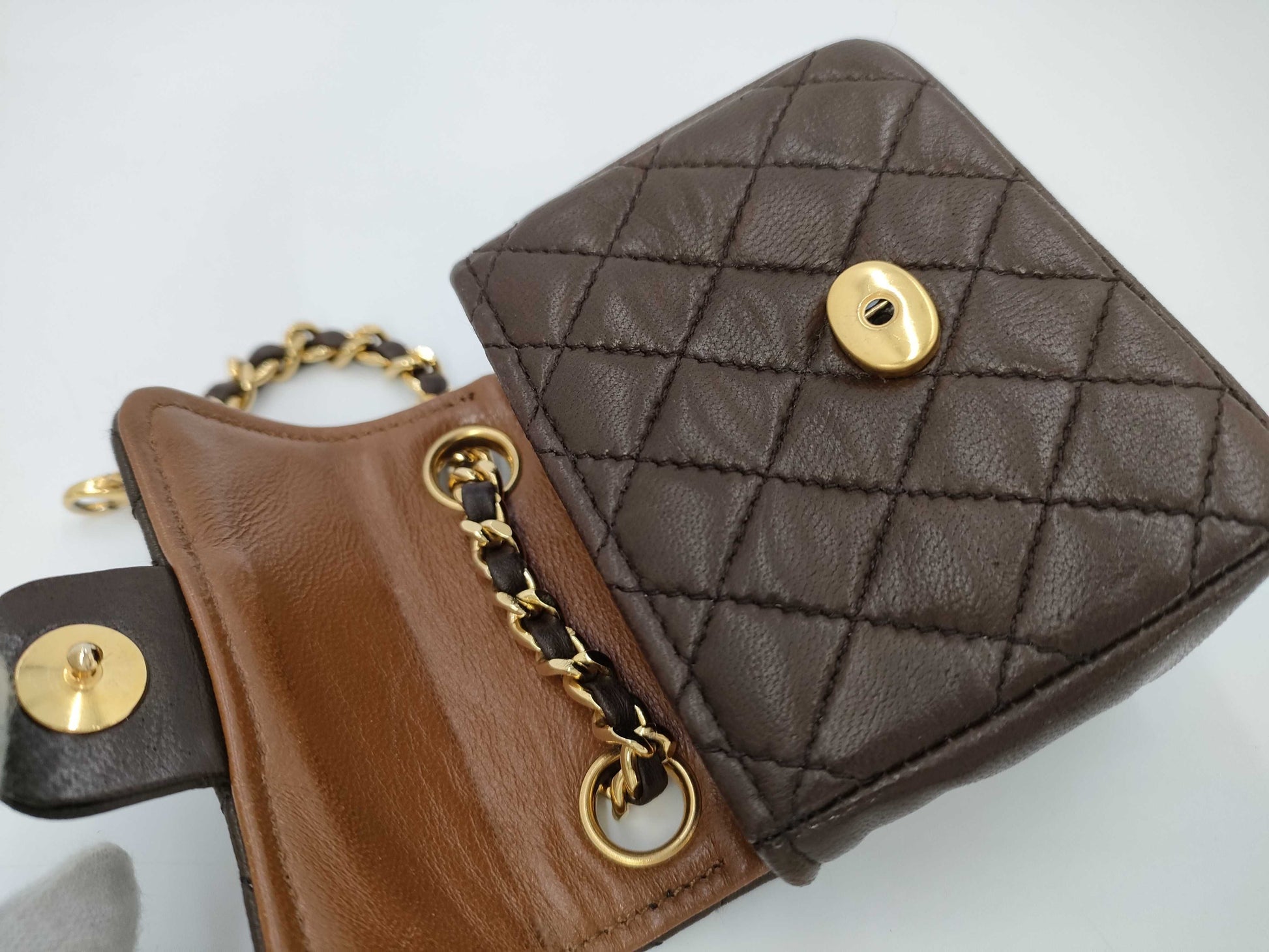 CHANEL Mini Mini Matelasse Lamb Brown GP Bag