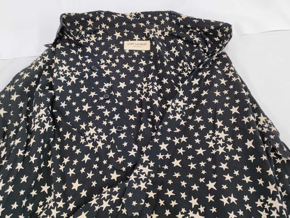SAINT LAURENT PARIS current tag star print maxi long black dress