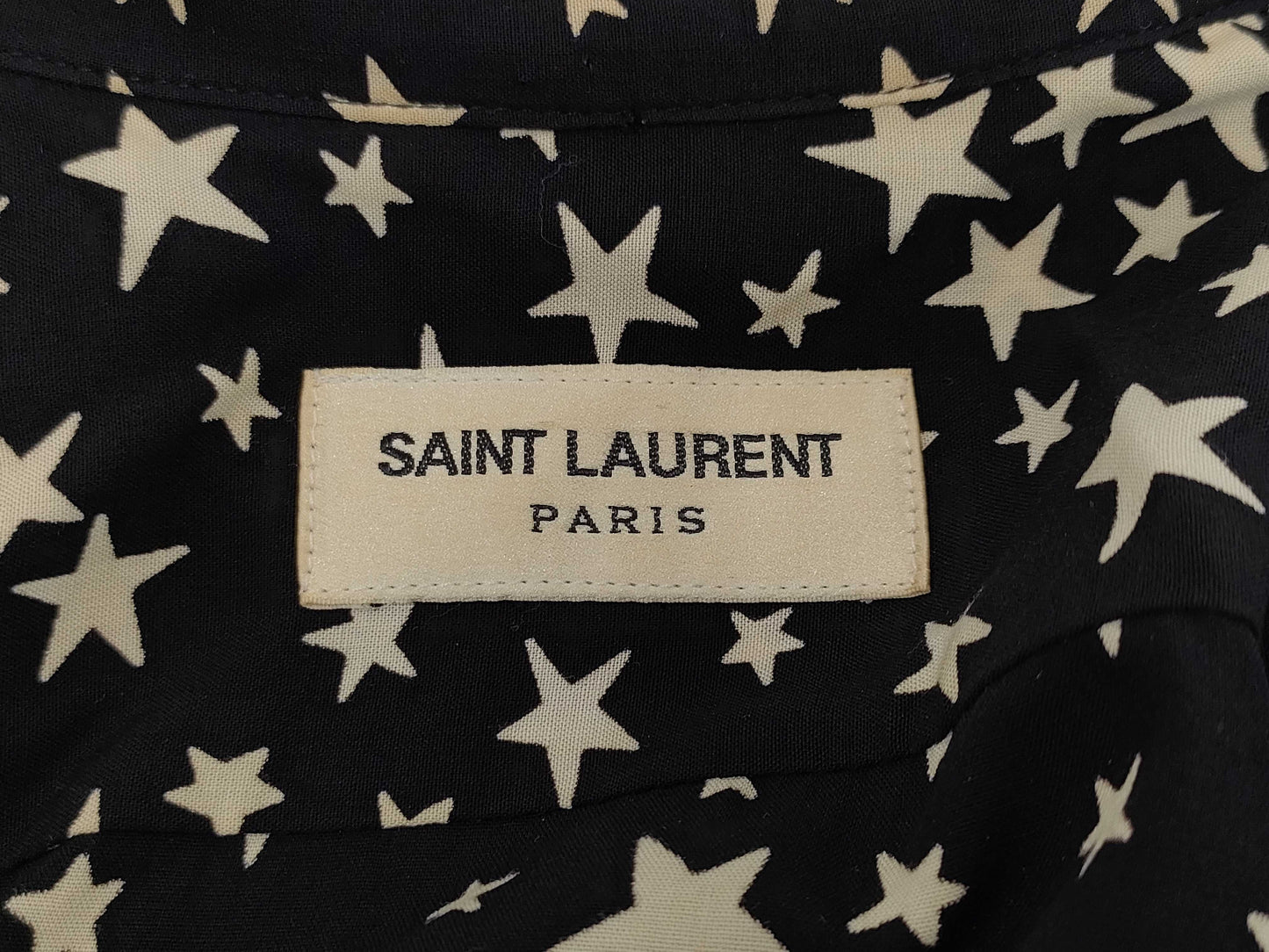 SAINT LAURENT PARIS current tag star print maxi long black dress