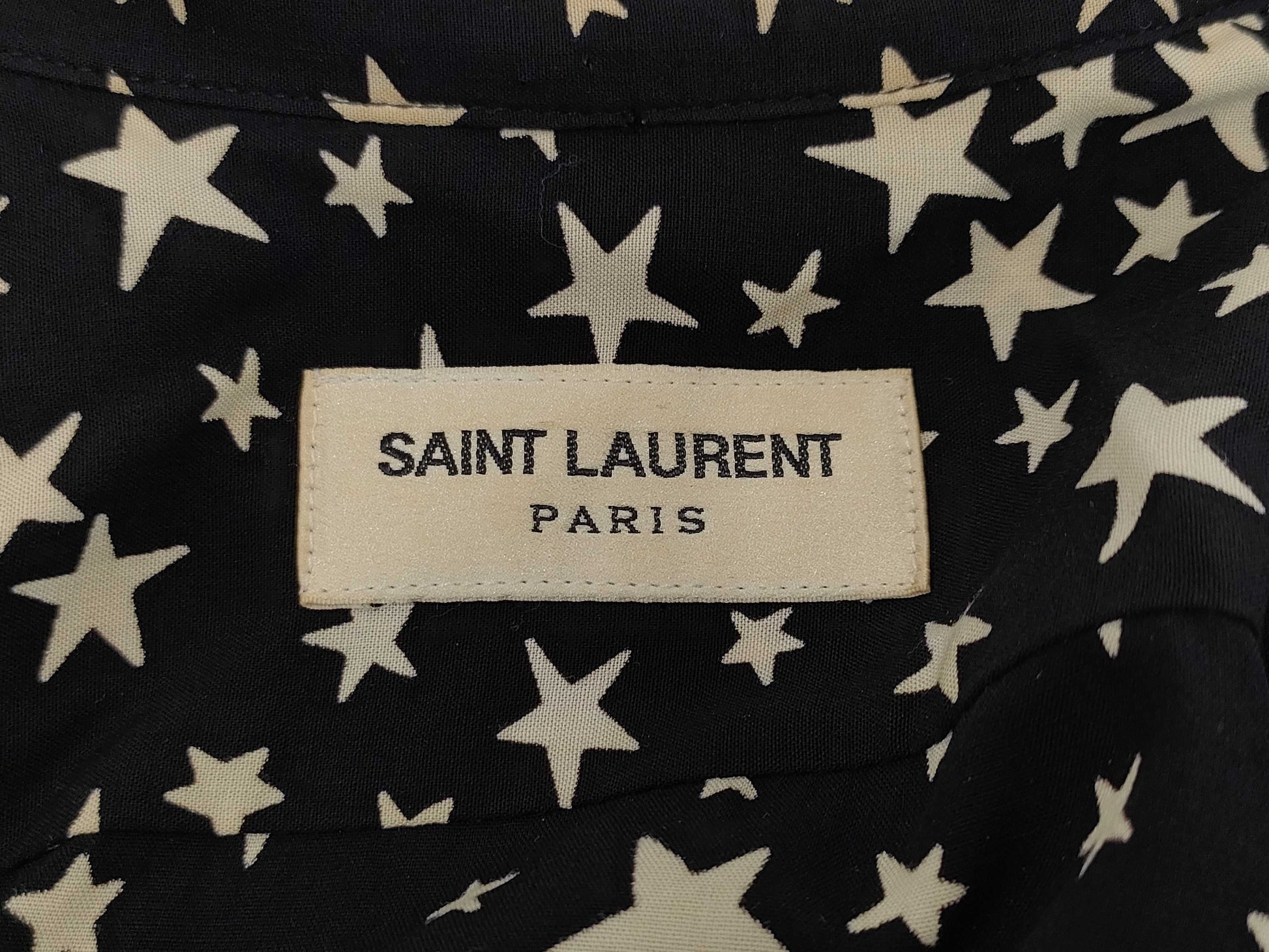 SAINT LAURENT PARIS current tag star print maxi long black dress