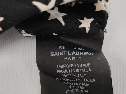 SAINT LAURENT PARIS current tag star print maxi long black dress