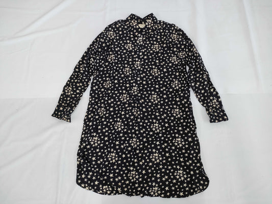 SAINT LAURENT PARIS current tag star print maxi long black dress