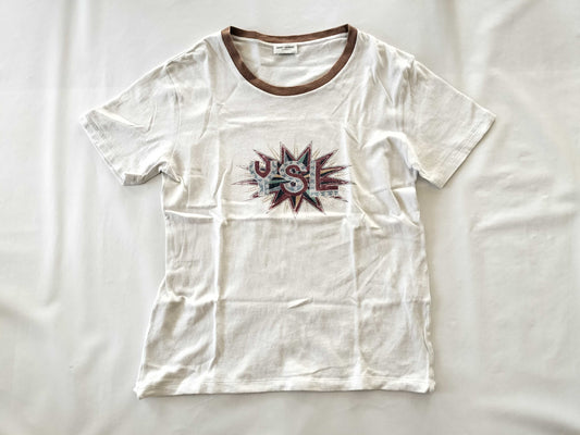 SAINT LAURENT PARIS YSL logo T-shirt with current tag