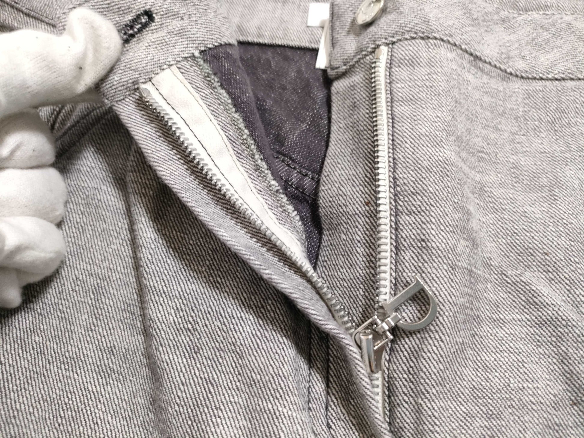 Christian Dior Galliano-era denim pants with D logo hardware