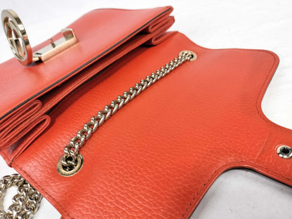 GUCCI Interlocking G Leather Chain Shoulder Bag
