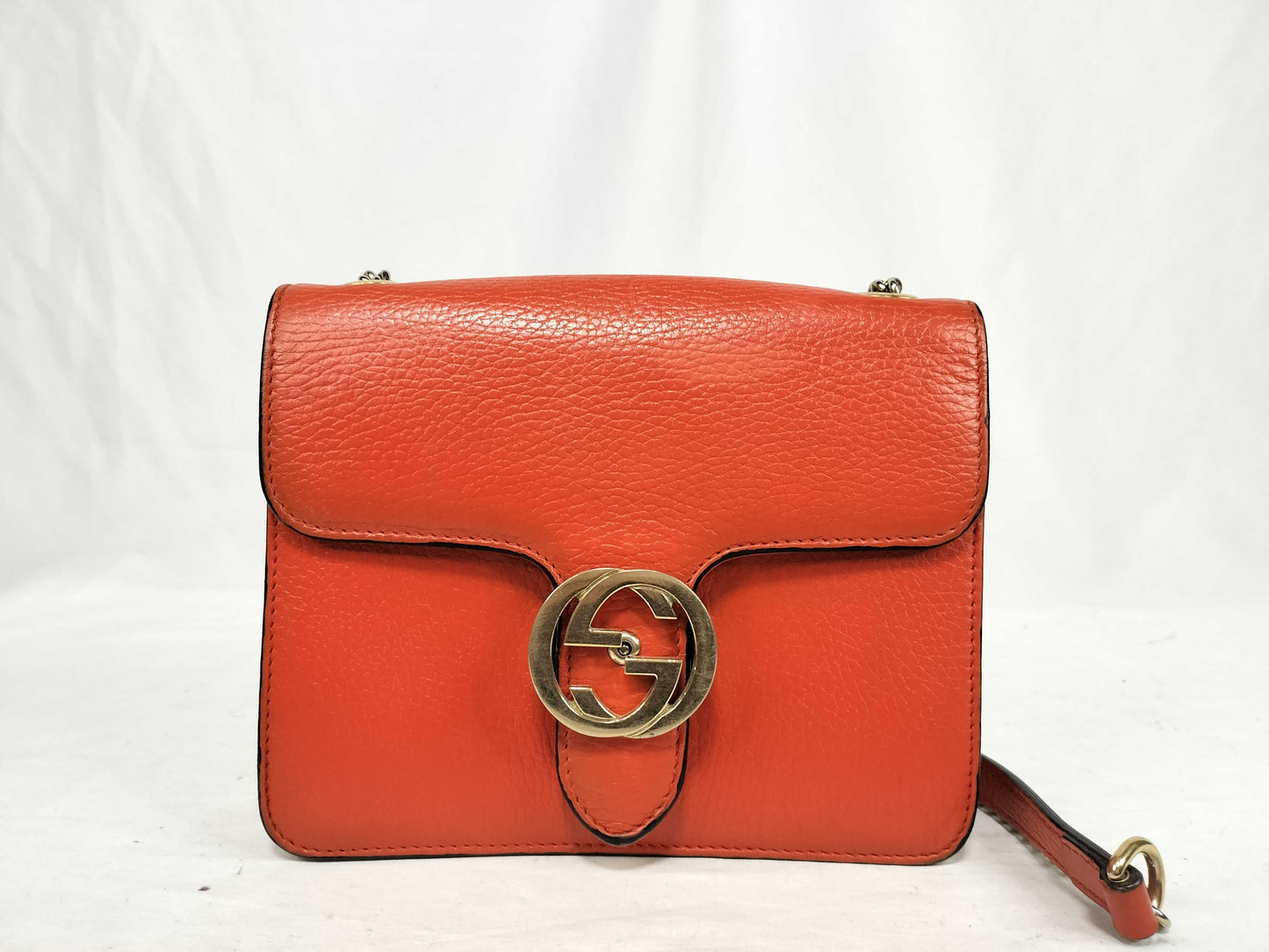 GUCCI Interlocking G Leather Chain Shoulder Bag