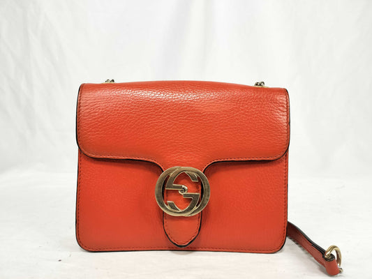GUCCI Interlocking G Leather Chain Shoulder Bag