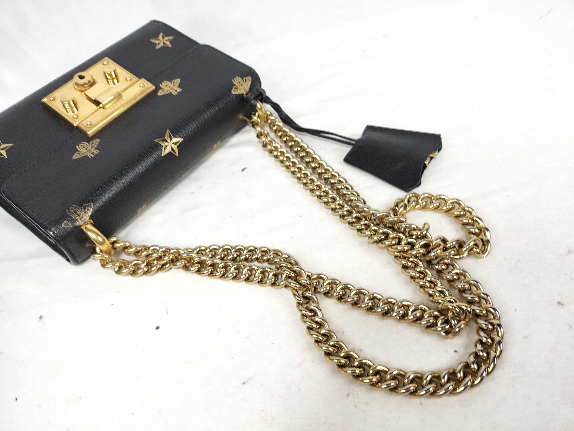 GUCCI Padlock Black Bee Chain Shoulder Bag