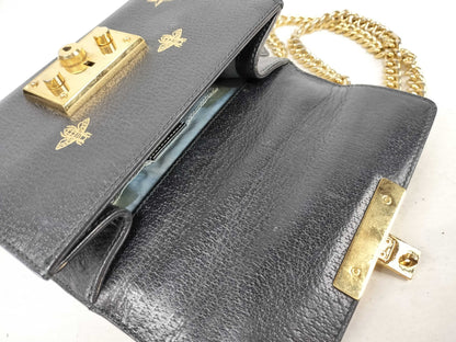 GUCCI Padlock Black Bee Chain Shoulder Bag