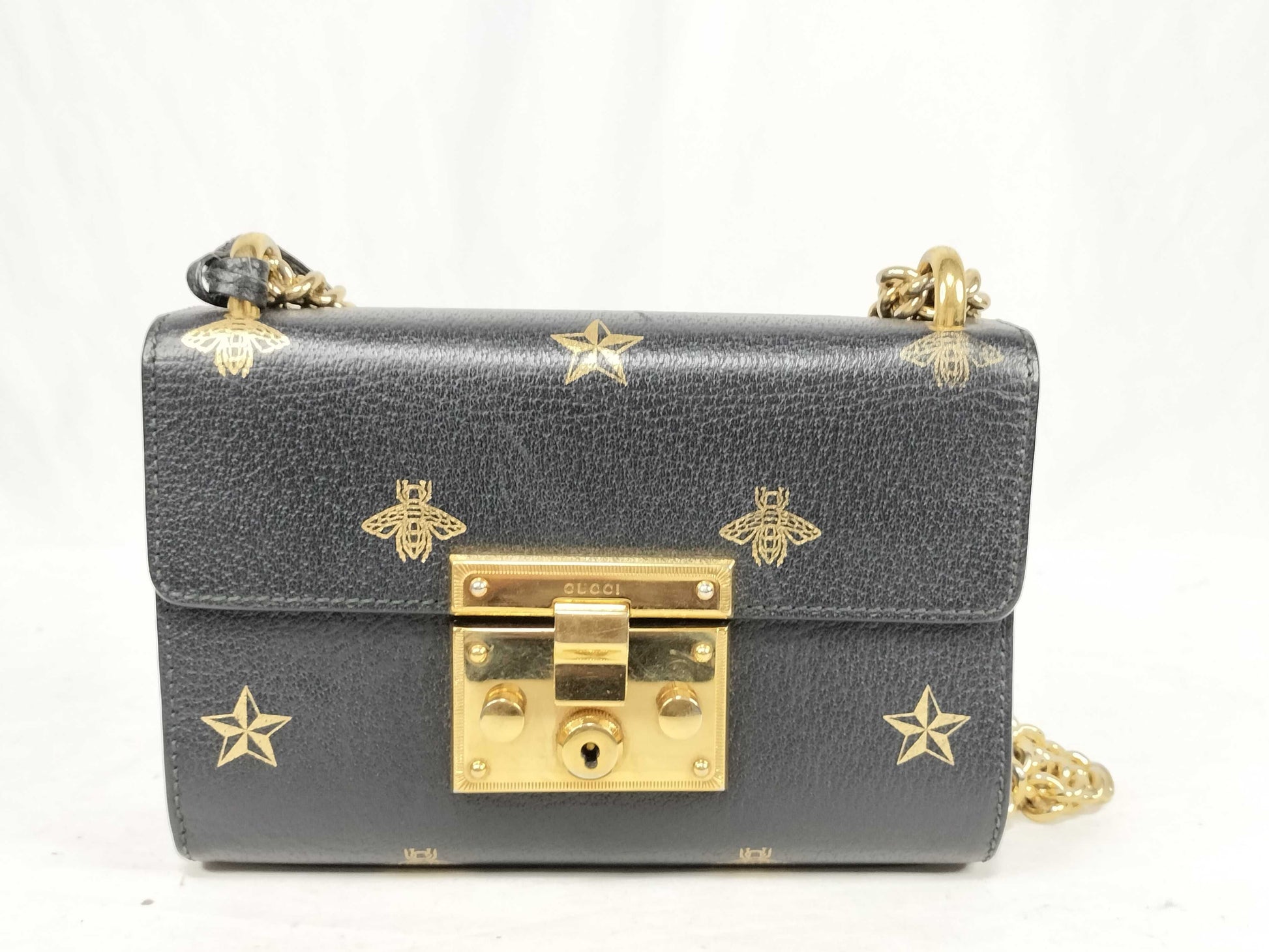 GUCCI Padlock Black Bee Chain Shoulder Bag