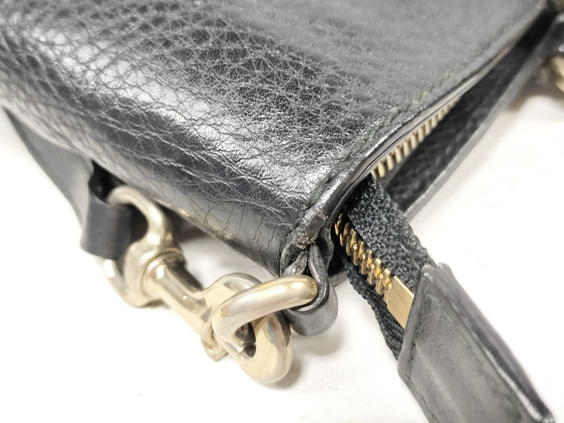 GUCCI 2-Way Black Fringe Leather Handbag