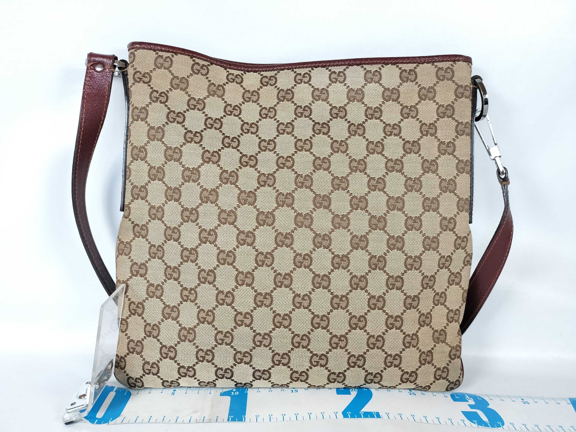 GUCCI GG Canvas Shoulder Bag 113013 Beige/Wine Red W30cm Shoulder Bag